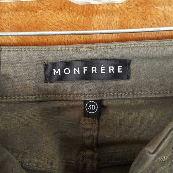 MONFRERE Jeans Mens 30 Green Coated Skinny Cargo Stretch Denim PRESTON $328 - Picture 2 of 10